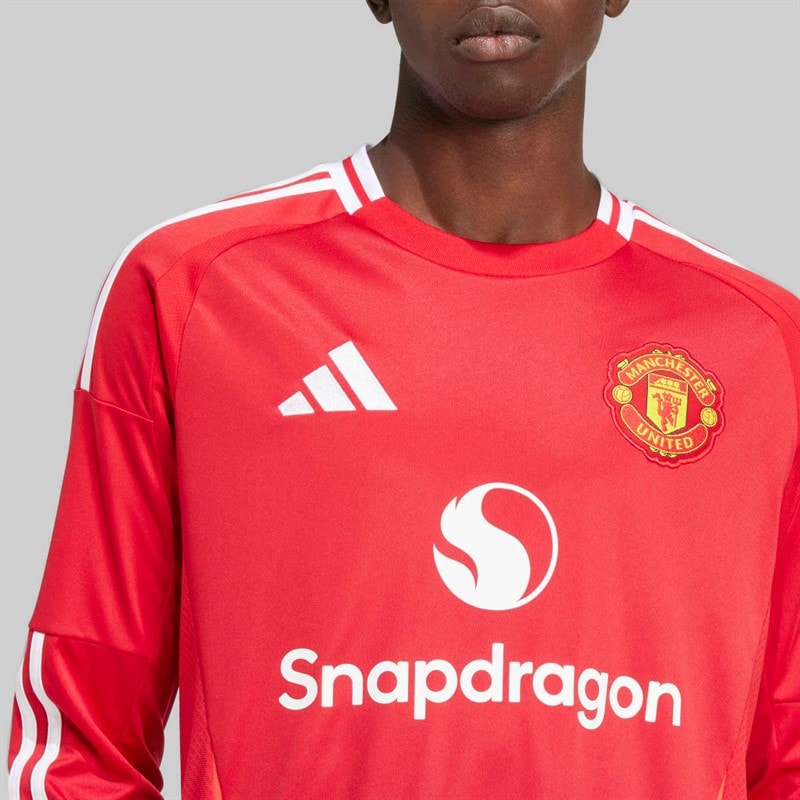 adidas Mens MUFC Manchester United 24/25 Home Long Sleeve Jersey Mufc Red - Image 4