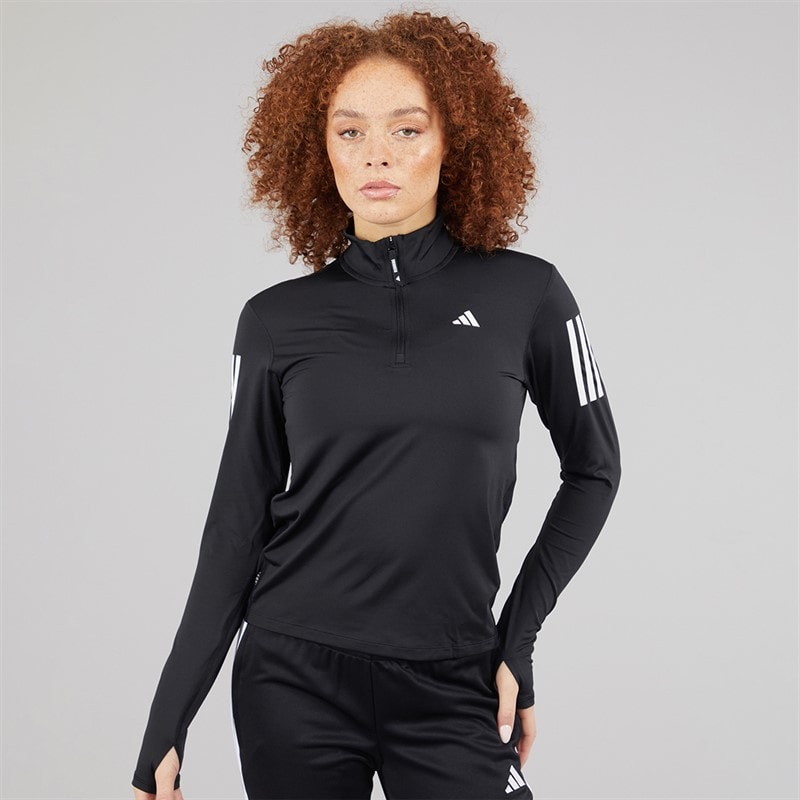 adidas Womens Own The Run 1/2 Zip Running Top Black - Image 1