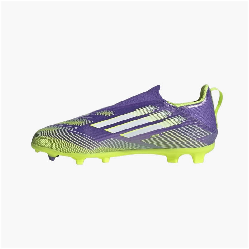 adidas Kids F50 League Laceless Radiant Blaze Pack FG/MG Firm/Multi Ground Football Boots Purple Rush/Cloud White/Lucid Lemon - Image 5