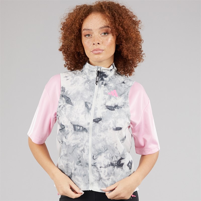 adidas Womens Own The Run Spray Dye Full Zip Running Gilet Orbit Grey/Black - Image 3