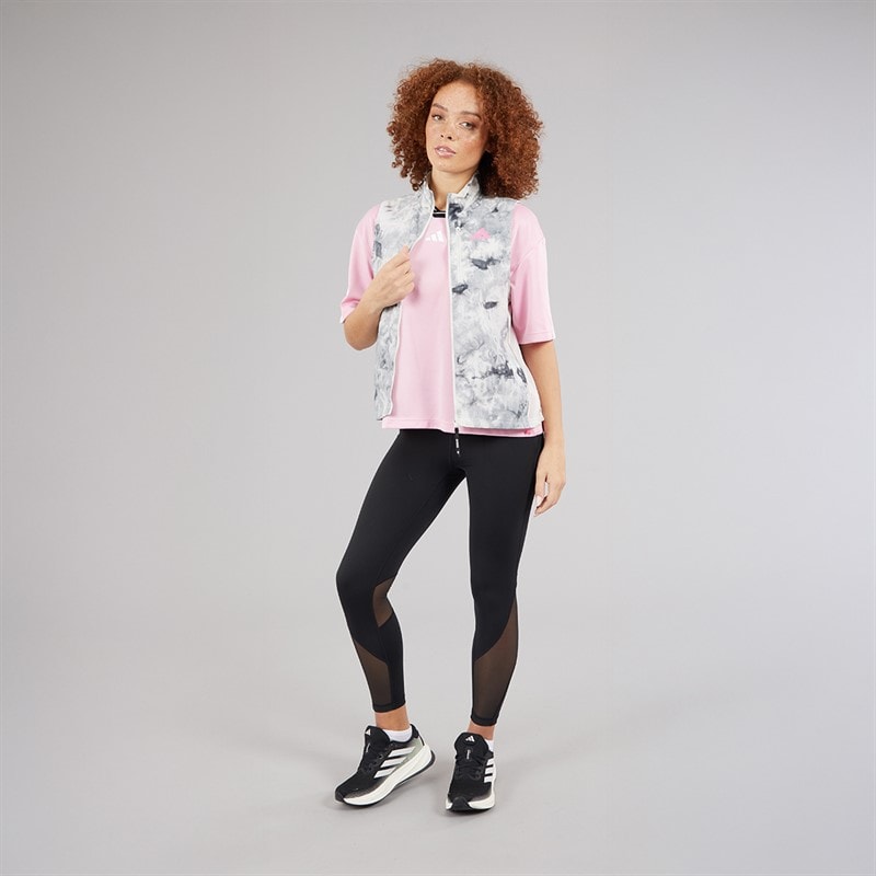 adidas Womens Own The Run Spray Dye Full Zip Running Gilet Orbit Grey/Black - Image 4