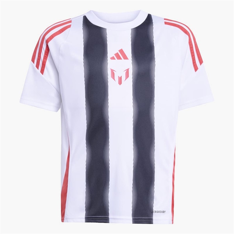 adidas Junior Messi Training Jersey White/Semi Lucid Red - Image 1