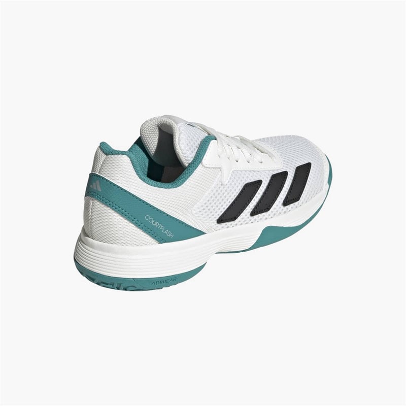 adidas Junior Courtflash All Court Tennis Shoes Cloud White/Pure Teal/Off White - Image 3