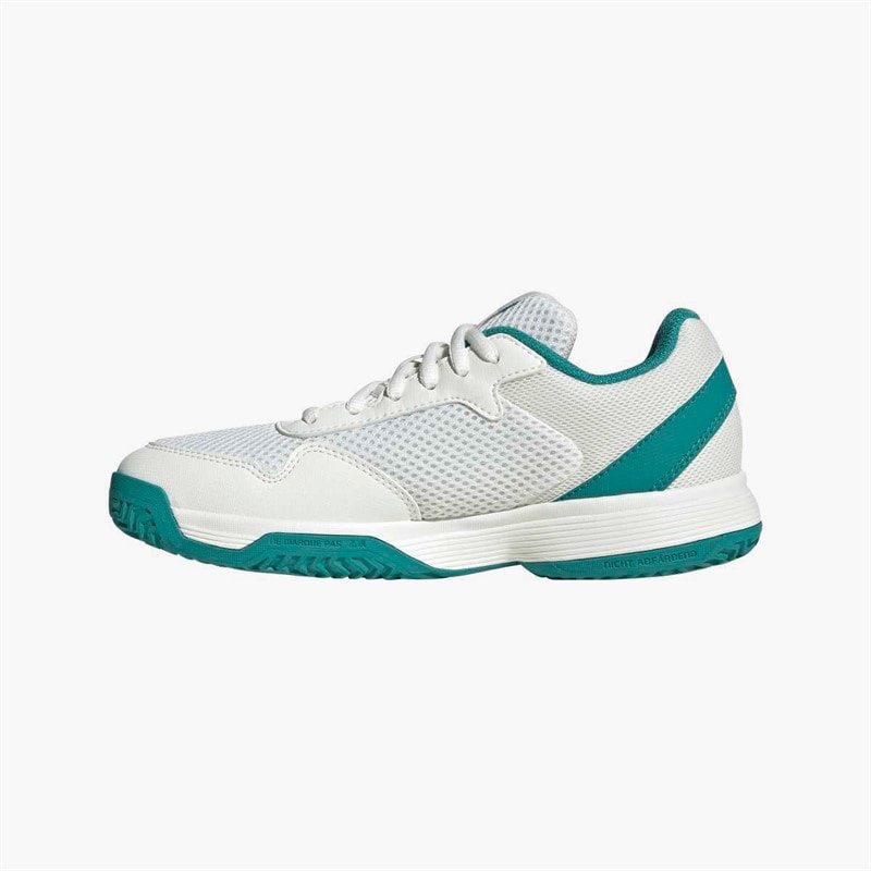 adidas Junior Courtflash All Court Tennis Shoes Cloud White/Pure Teal/Off White - Image 5