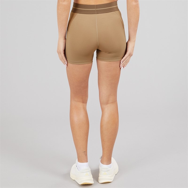 adidas Womens Hyperglam Rib 4 Shorts Chalky Brown/Earth Strata - Image 2