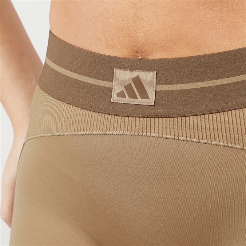 adidas Womens Hyperglam Rib 4 Shorts Chalky Brown/Earth Strata - Image 3