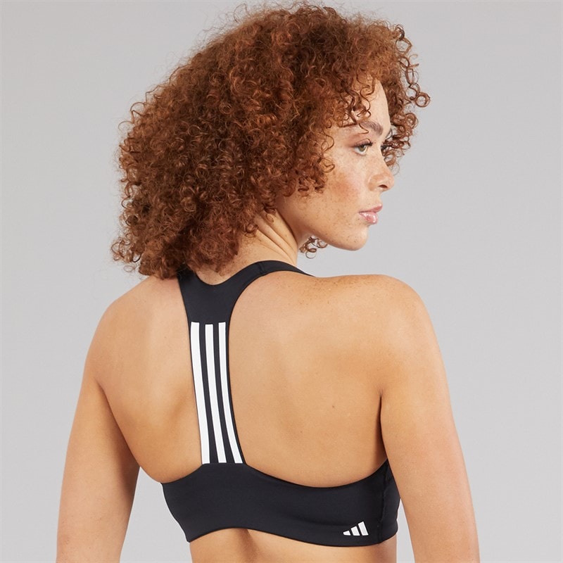 adidas Womens Prime Lift Impact 3-Stripes Training Medium Support Sports Bra Black - Image 2