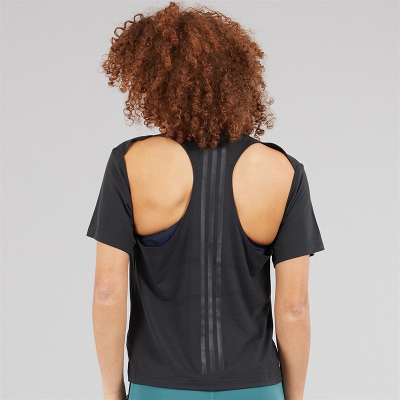 adidas Womens Prime Lift 3-Stripes T-Shirt Black - Image 2