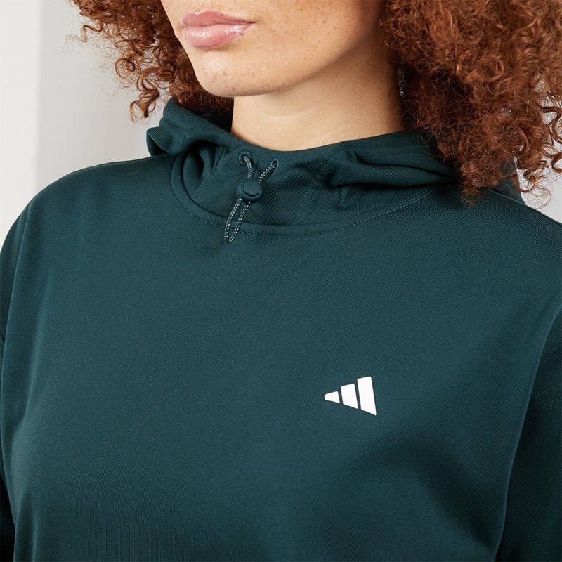 adidas Womens Aeroready Game And Go Fleece Hoodie Arctic Night/White - Image 3