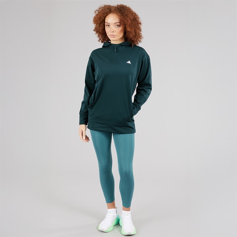 adidas Womens Aeroready Game And Go Fleece Hoodie Arctic Night/White - Image 4