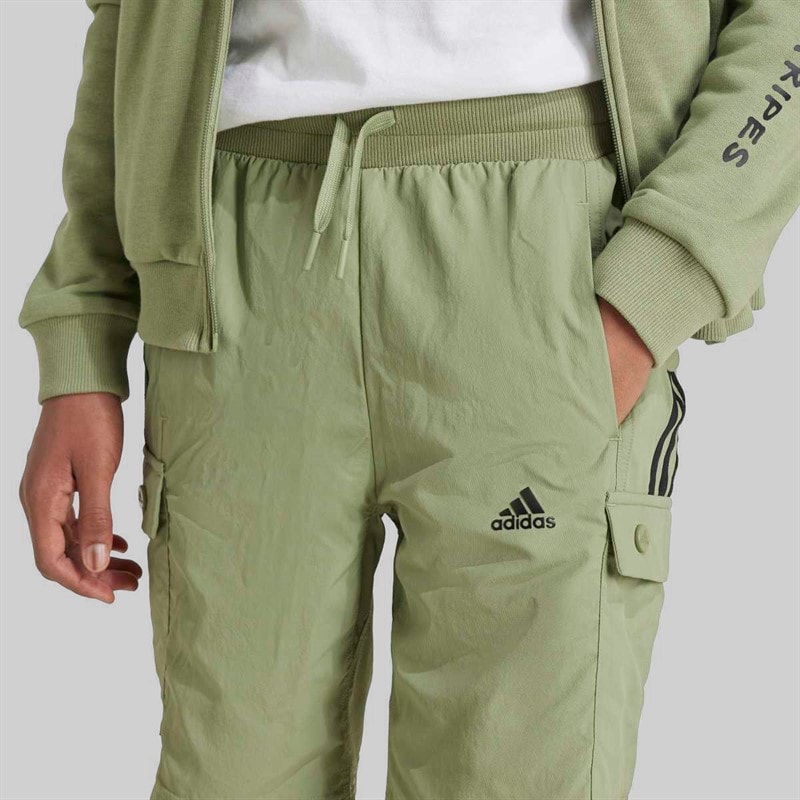 adidas Junior Street Jam Woven Cargo Shorts Tent Green/Black - Image 4