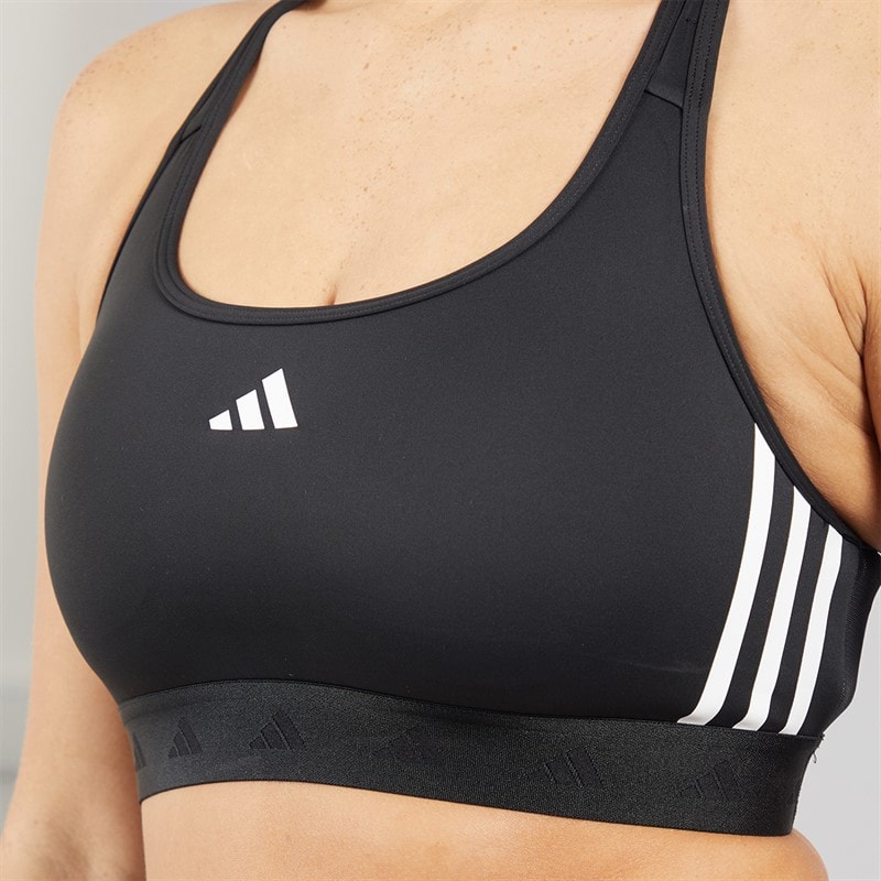 adidas Womens Prime Lift Training Medium Support Sports Bra Black/White - Image 3