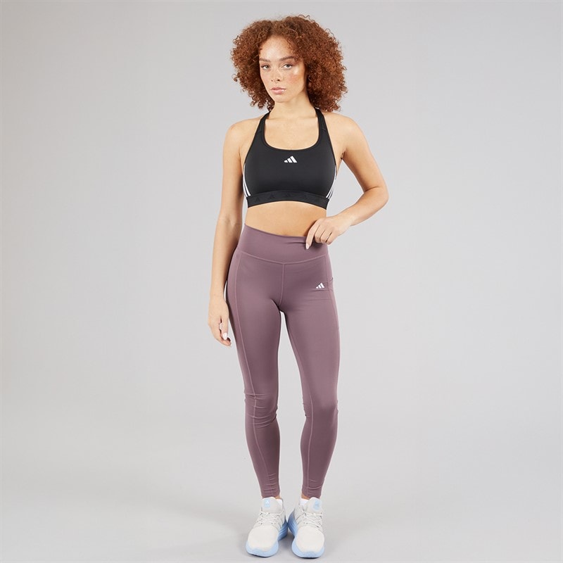 adidas Womens Prime Lift Training Medium Support Sports Bra Black/White - Image 4