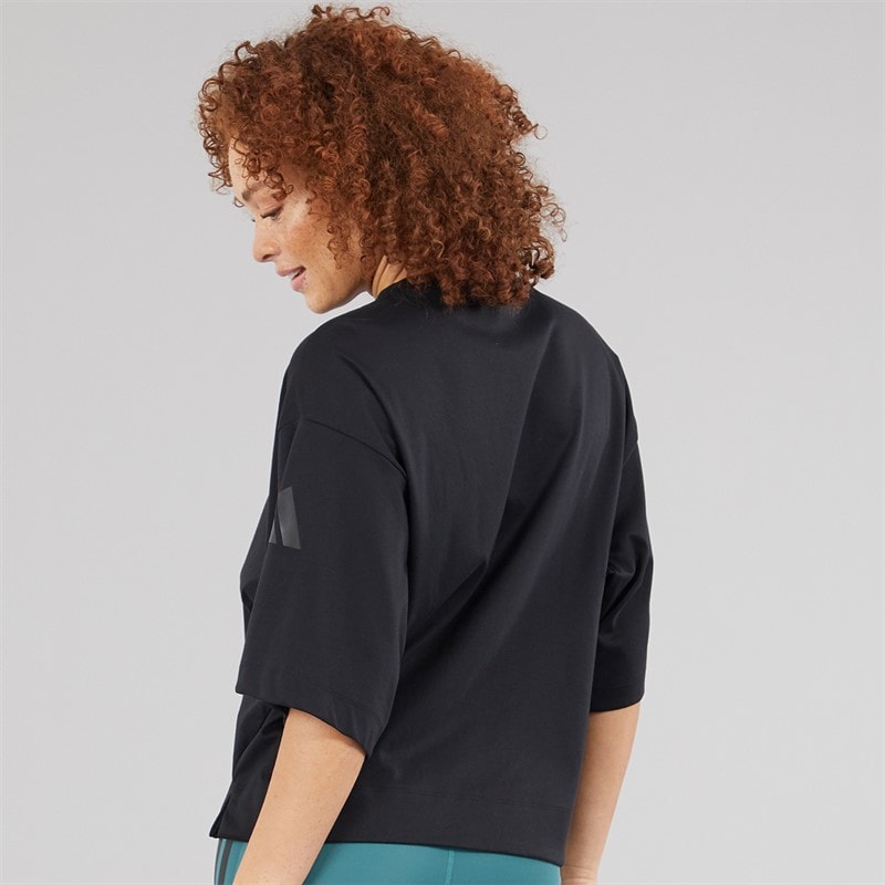 adidas Womens Soft Lux Loose Fit T-Shirt Black - Image 2