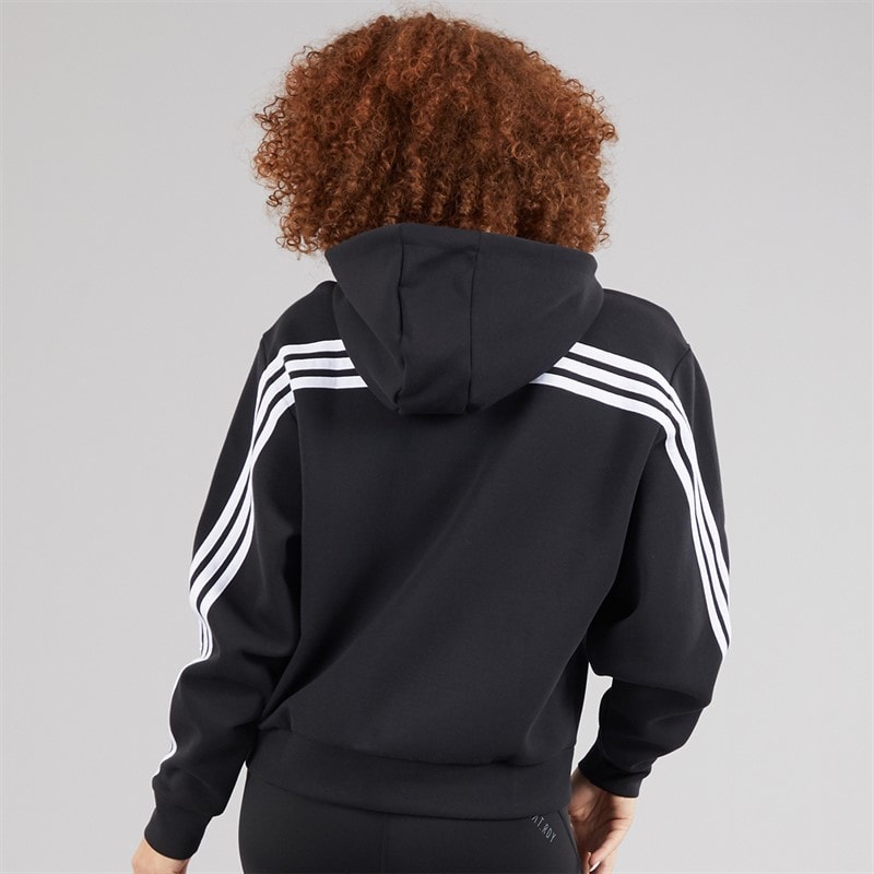 adidas Womens Future Icons 3-Stripes Full Zip Hoodie Black - Image 2