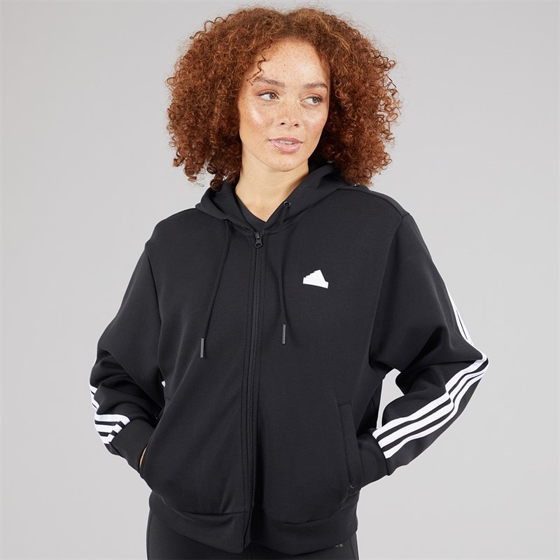 adidas Womens Future Icons 3-Stripes Full Zip Hoodie Black - Image 3