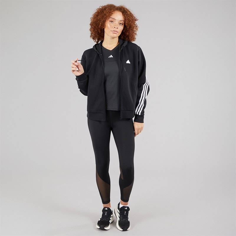 adidas Womens Future Icons 3-Stripes Full Zip Hoodie Black - Image 4