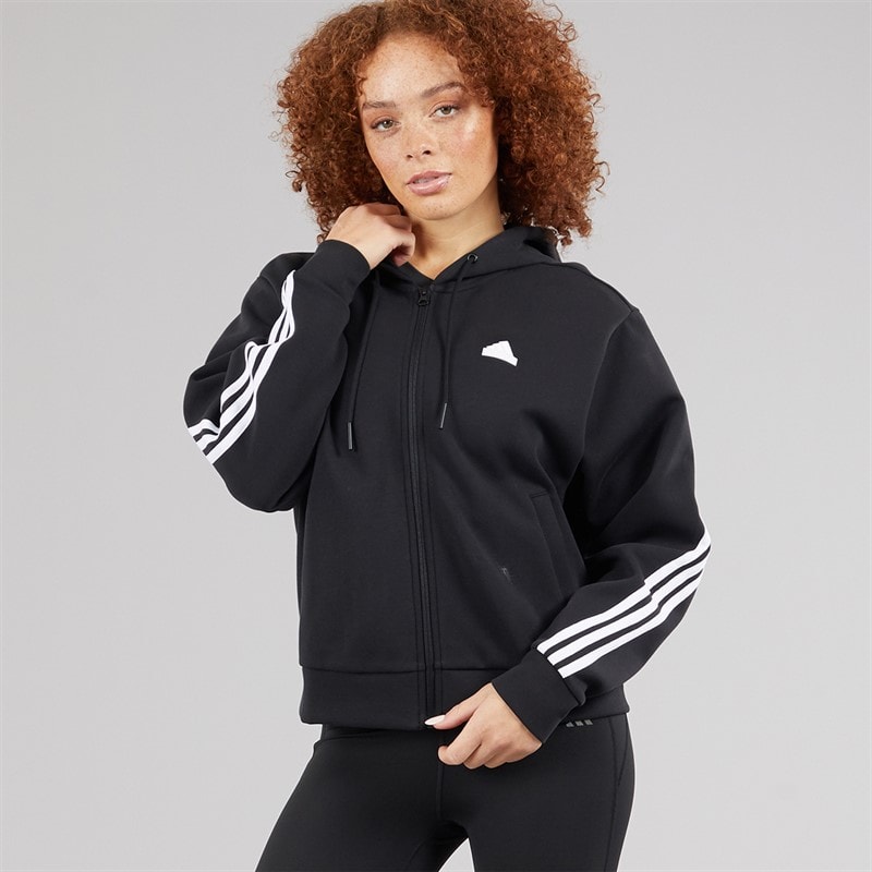 adidas Womens Future Icons 3-Stripes Full Zip Hoodie Black - Image 5
