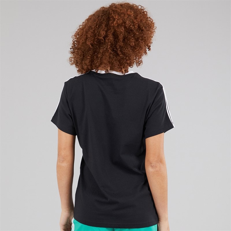 adidas Womens Essentials 3-Stripes T-Shirt Black/White - Image 2