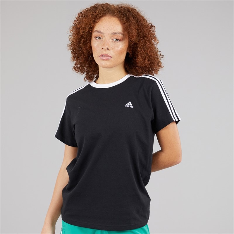 adidas Womens Essentials 3-Stripes T-Shirt Black/White - Image 3