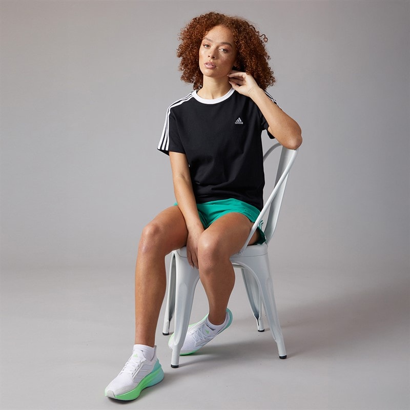 adidas Womens Essentials 3-Stripes T-Shirt Black/White - Image 4