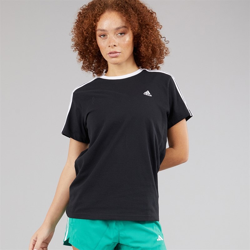 adidas Womens Essentials 3-Stripes T-Shirt Black/White - Image 5