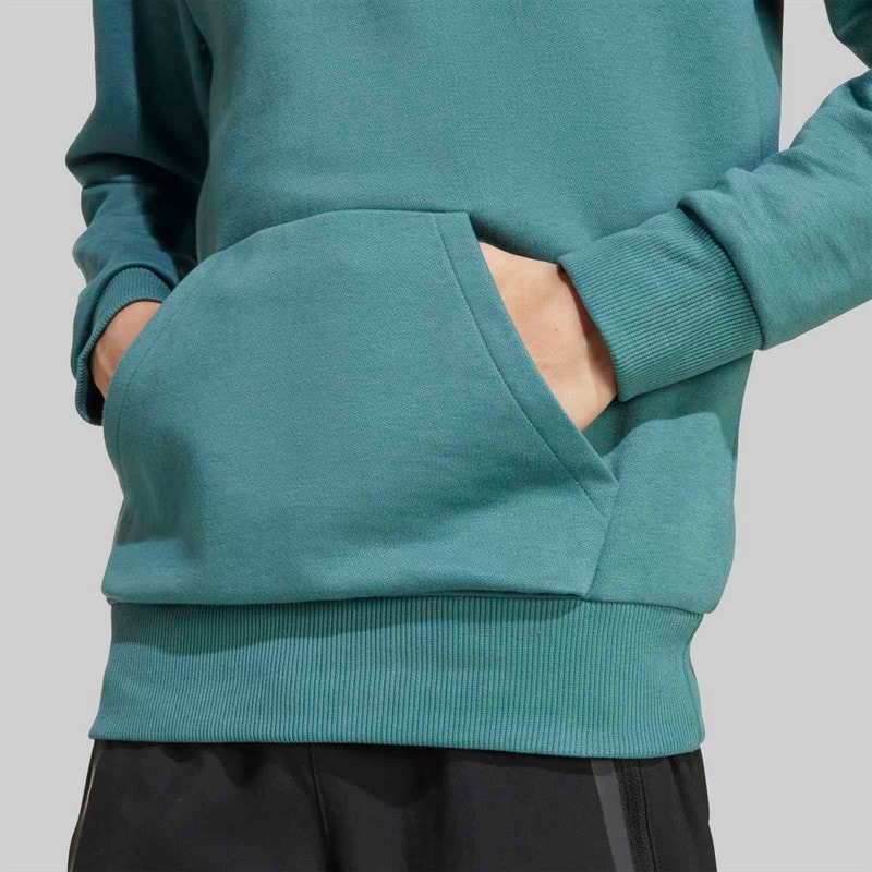 adidas Junior Boys Slogan Fleece Hoodie Preloved Teal - Image 4