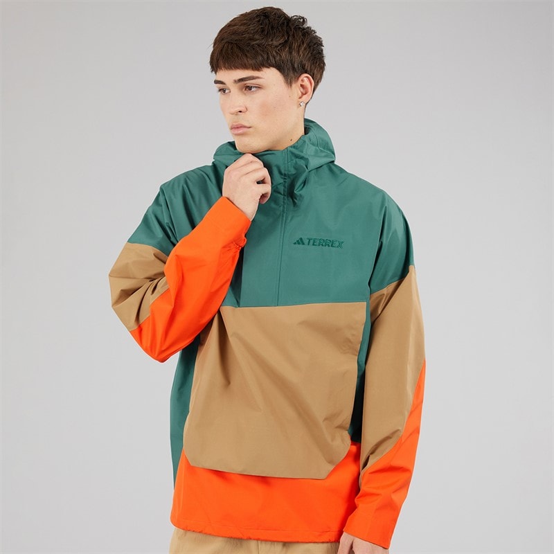 adidas Mens Terrex Xploric 2.5l Climaproof Waterproof Anorak Jacket Preloved Teal/Cardboard/Semi Impact Orange - Image 3