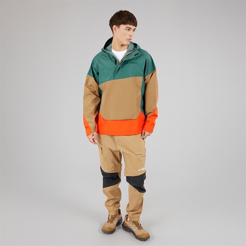 adidas Mens Terrex Xploric 2.5l Climaproof Waterproof Anorak Jacket Preloved Teal/Cardboard/Semi Impact Orange - Image 4
