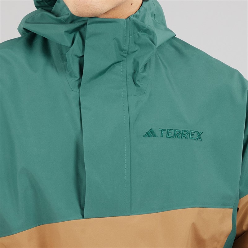 adidas Mens Terrex Xploric 2.5l Climaproof Waterproof Anorak Jacket Preloved Teal/Cardboard/Semi Impact Orange - Image 5