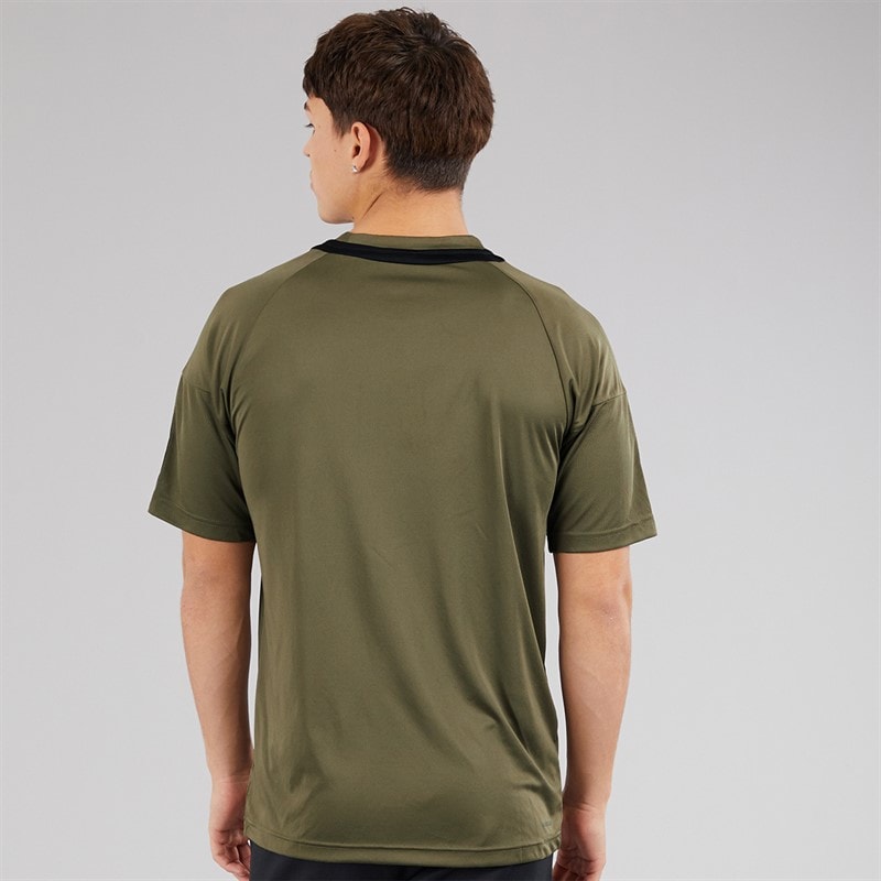 adidas Mens AEROREADY Sereno 3-Stripes T-Shirt Olive Strata/Black - Image 2