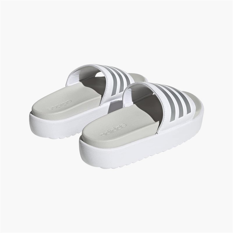 adidas Womens Adilette Platform Sliders Cloud White/Zero Metalic/Grey One - Image 3