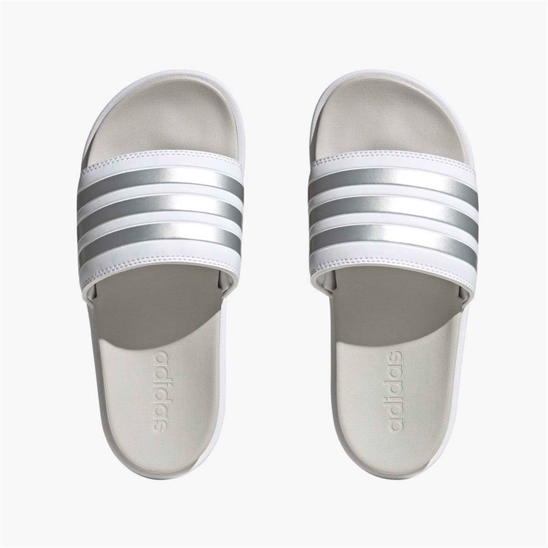 adidas Womens Adilette Platform Sliders Cloud White/Zero Metalic/Grey One - Image 4