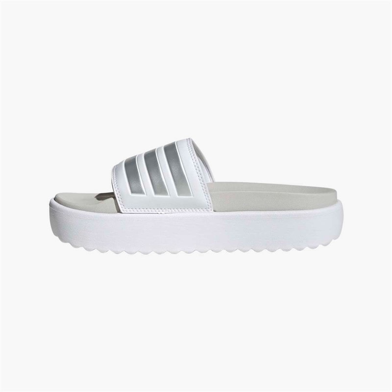 adidas Womens Adilette Platform Sliders Cloud White/Zero Metalic/Grey One - Image 5