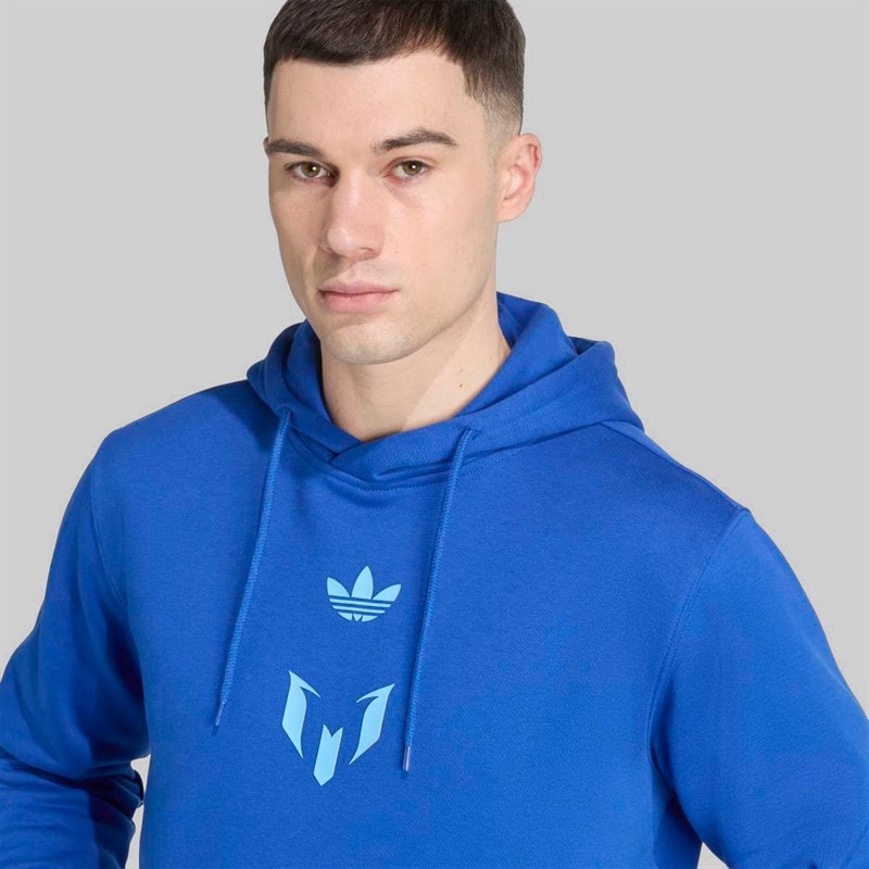 adidas Mens Messi Logo Hoodie Royal Blue - Image 4