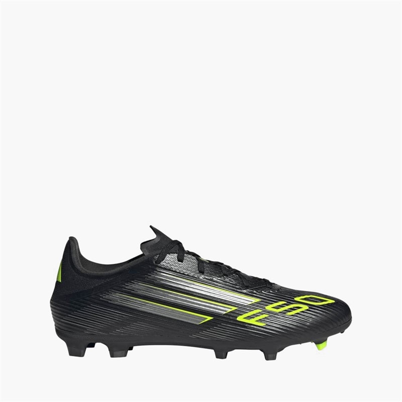 adidas Mens F50 League FG/MG Firm/Multi Ground Football Boots Core Black/Iron Metallic/Lucid Lemon
