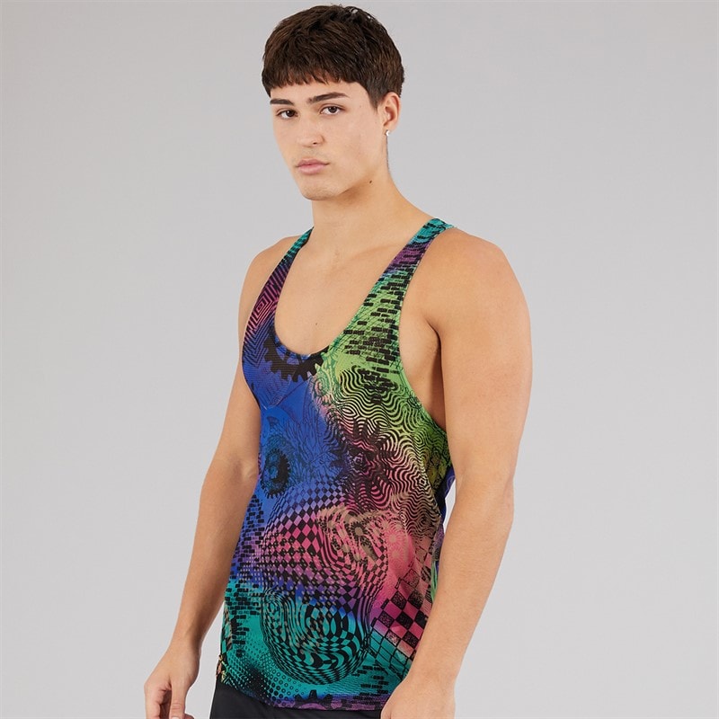 adidas Mens X Jeremy Scott Printed Tank Top Acid Yellow/Semi Lucid Fuchsia/Active Purple - Image 3