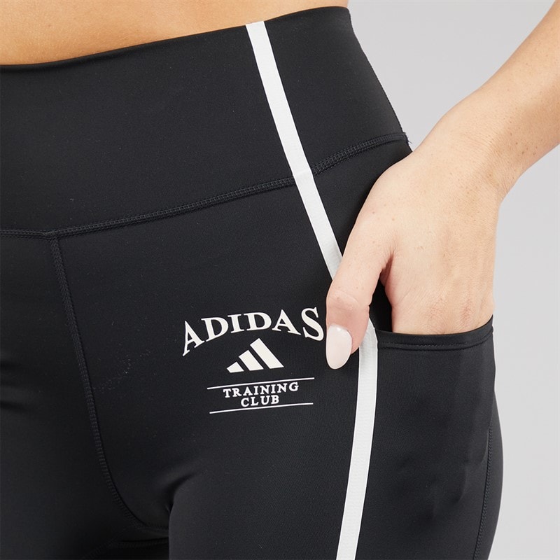 adidas Womens Optime Heritage Full Length Leggings Black/White - Image 3