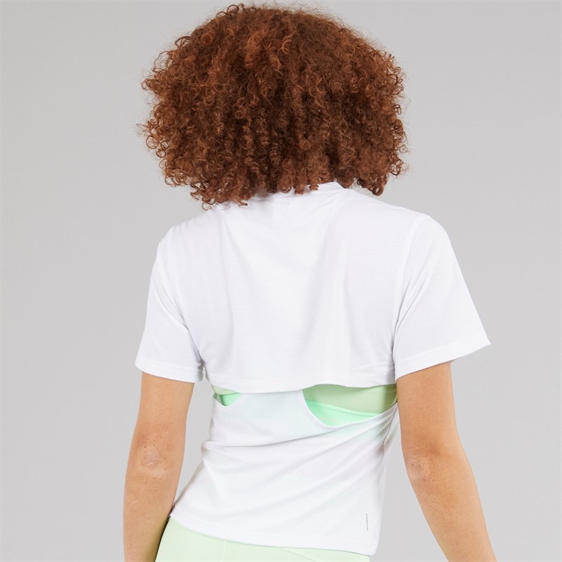 adidas Womens Primelift Performance Big Logo T-Shirt White - Image 2