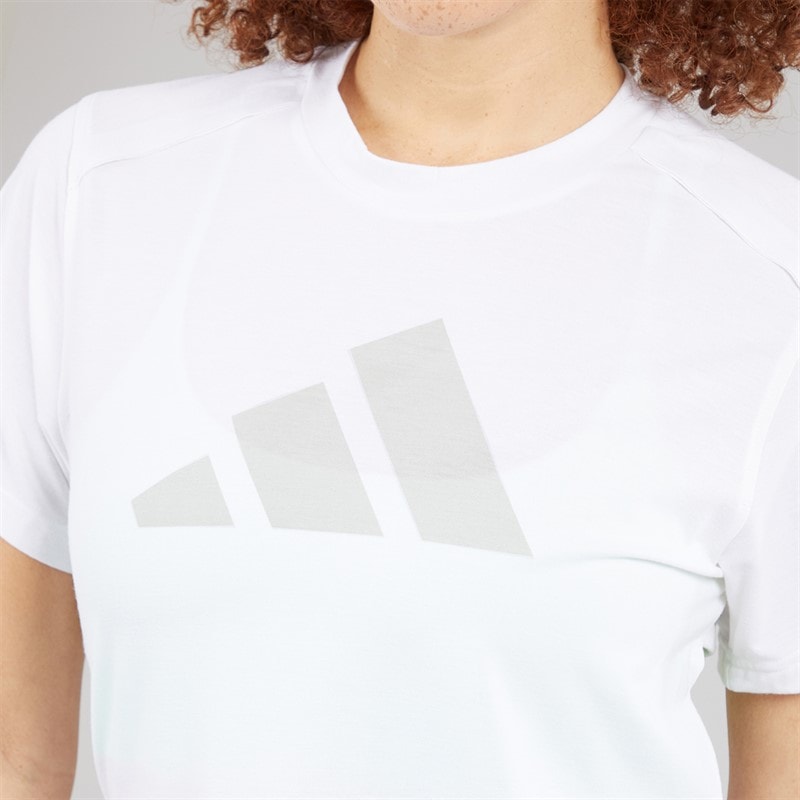 adidas Womens Primelift Performance Big Logo T-Shirt White - Image 5