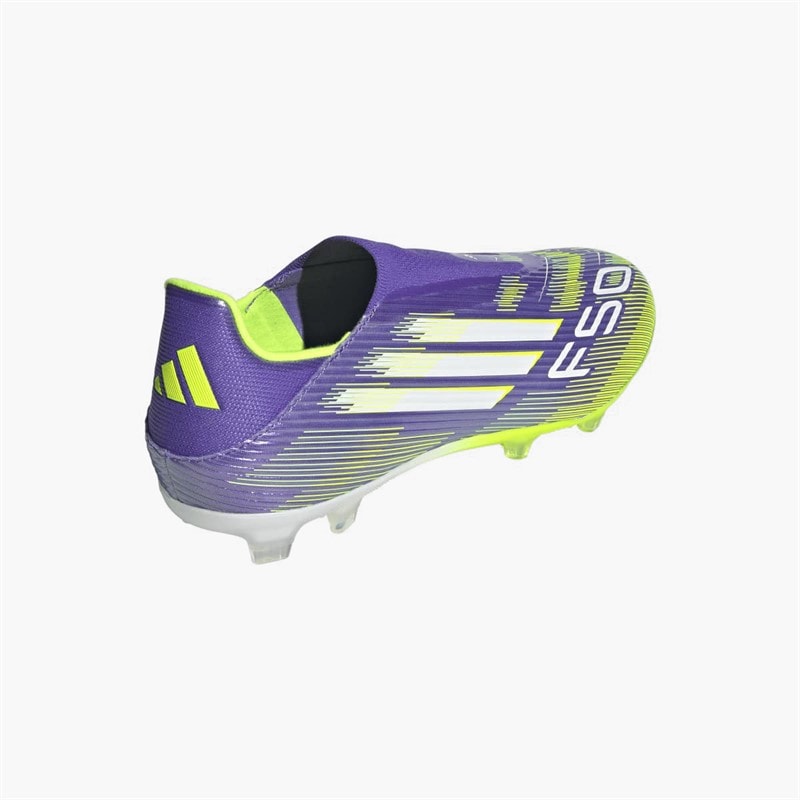 adidas Mens F50 League Radiant Blaze Pack Laceless FG/MG Firm/Multi Ground Football Boots Purple Rush/Cloud White/Lucid Lemon - Image 3
