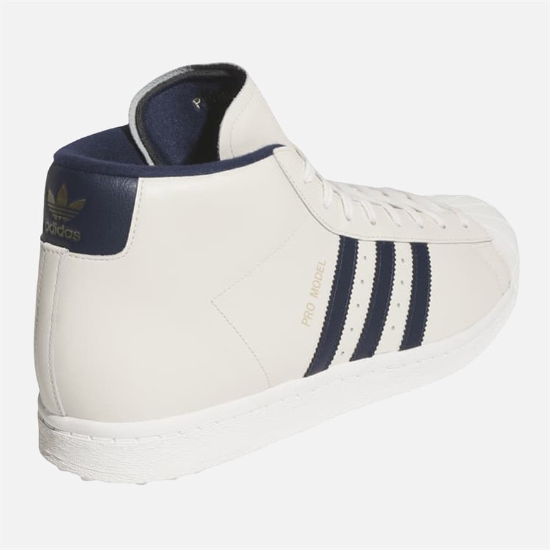 adidas Mens Pro Model Mid Spikeless Golf Shoes Chalk White/Night Indigo/Gold Metallic - Image 3
