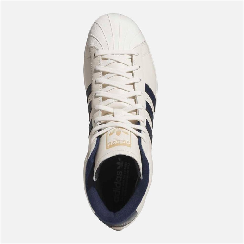 adidas Mens Pro Model Mid Spikeless Golf Shoes Chalk White/Night Indigo/Gold Metallic - Image 4