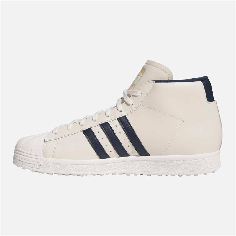 adidas Mens Pro Model Mid Spikeless Golf Shoes Chalk White/Night Indigo/Gold Metallic - Image 5