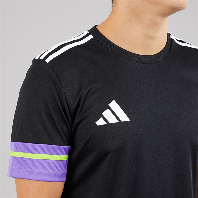 adidas Mens Squadra 25 T-Shirt Black/Purple Rush/Semi Solar Slime - Image 3