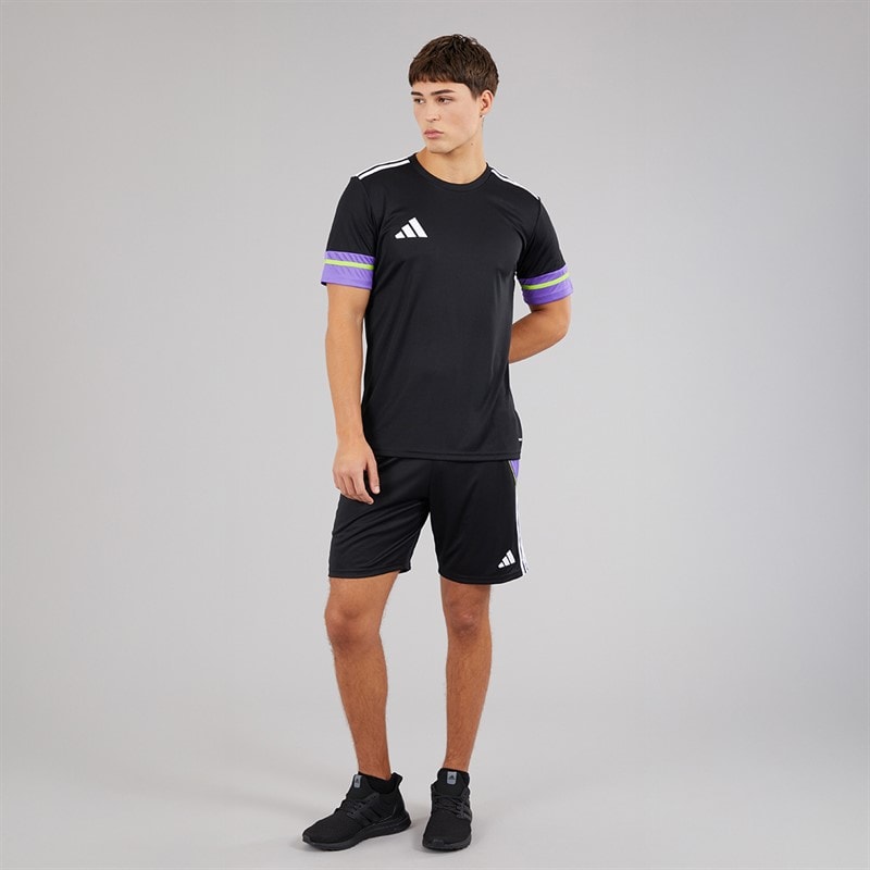 adidas Mens Squadra 25 T-Shirt Black/Purple Rush/Semi Solar Slime - Image 4