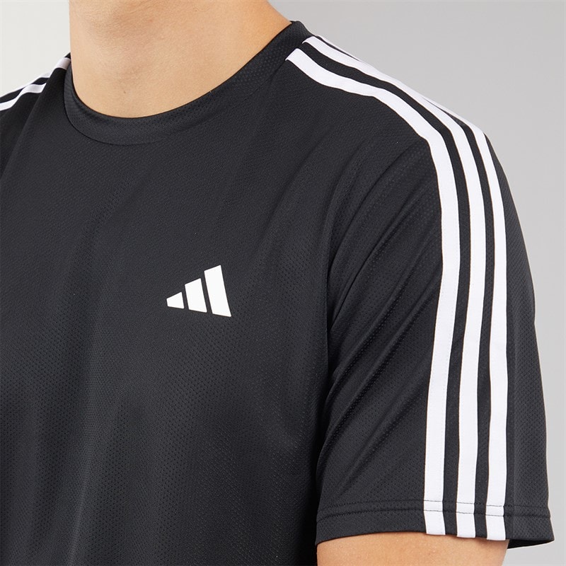 adidas Mens Train Essentials 3-Stripes Training T-Shirt Black/White - Image 3