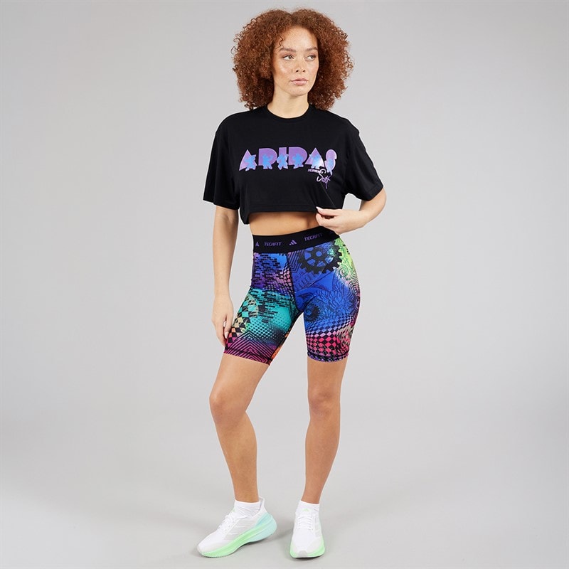 adidas Womens X Jeremy Scott Biker Shorts Acid Yellow/Semi Lucid Fuchsia/Active Purple - Image 4