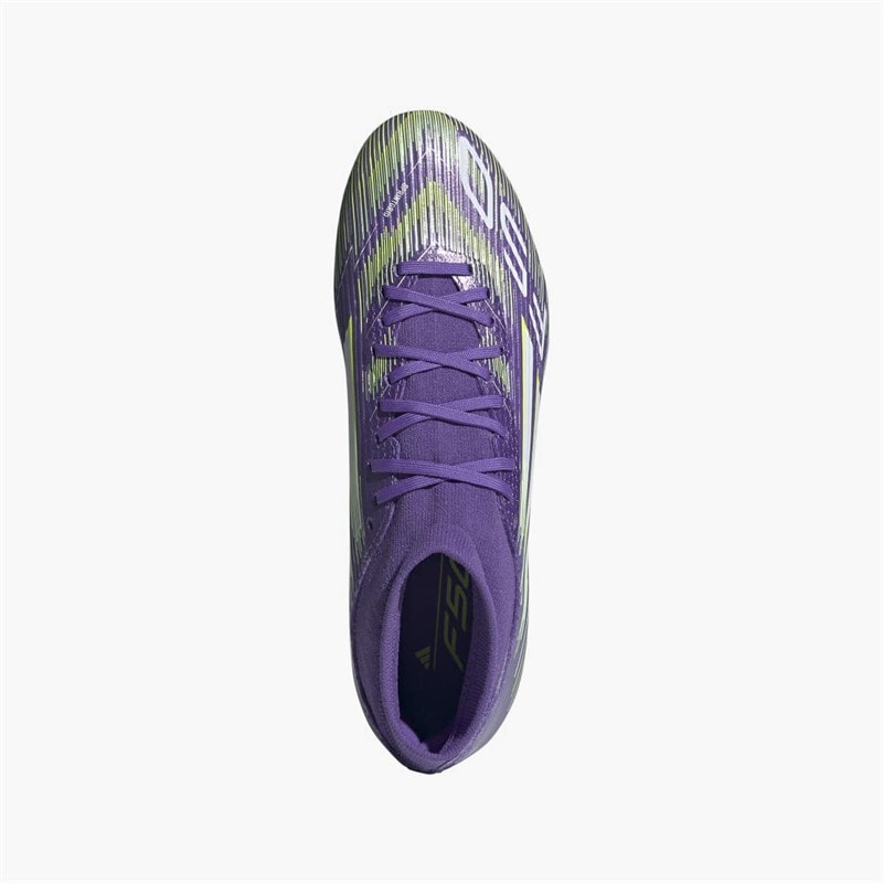 adidas Mens F50 League Mid Radiant Blaze Pack FG/MG Firm/Multi Ground Football Boots Purple Rush/Cloud White/Lucid Lemon - Image 4