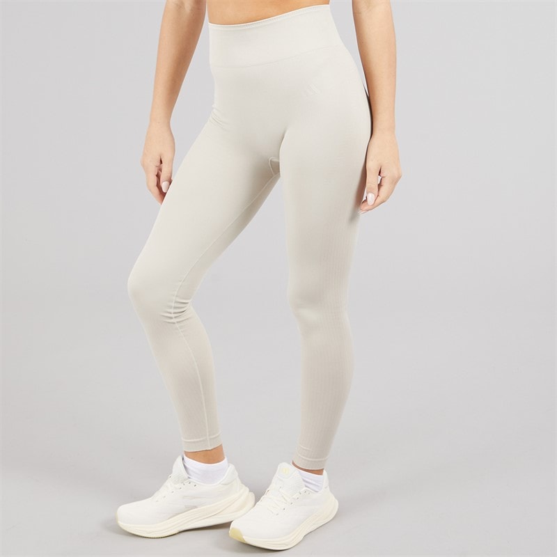 adidas Womens Workout Essentials Full Length Knit Leggings Beige - Image 3